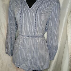Fever Blue and White Striped Blouse